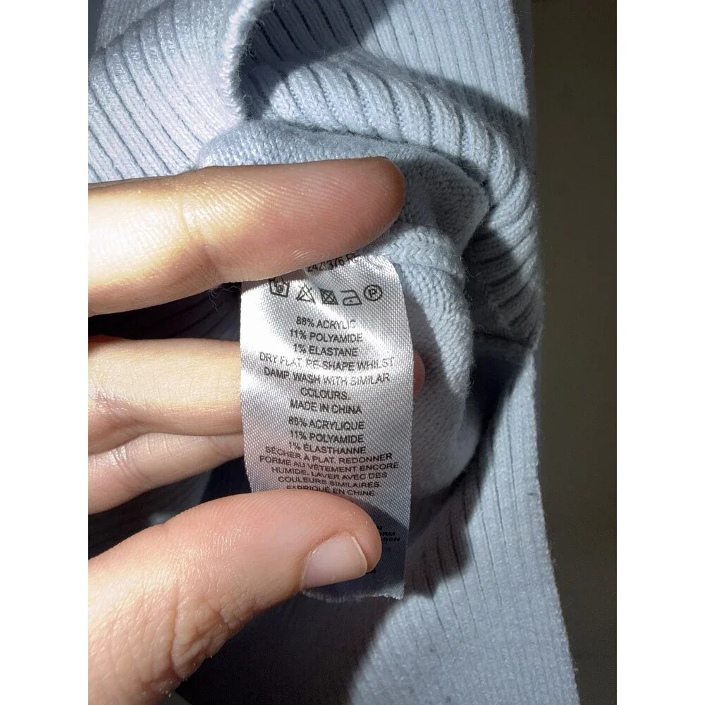 French Connection Medium Baby Blue Sweater Pullover Crew Neck Long Sleeve Knit - Picture 3 of 5